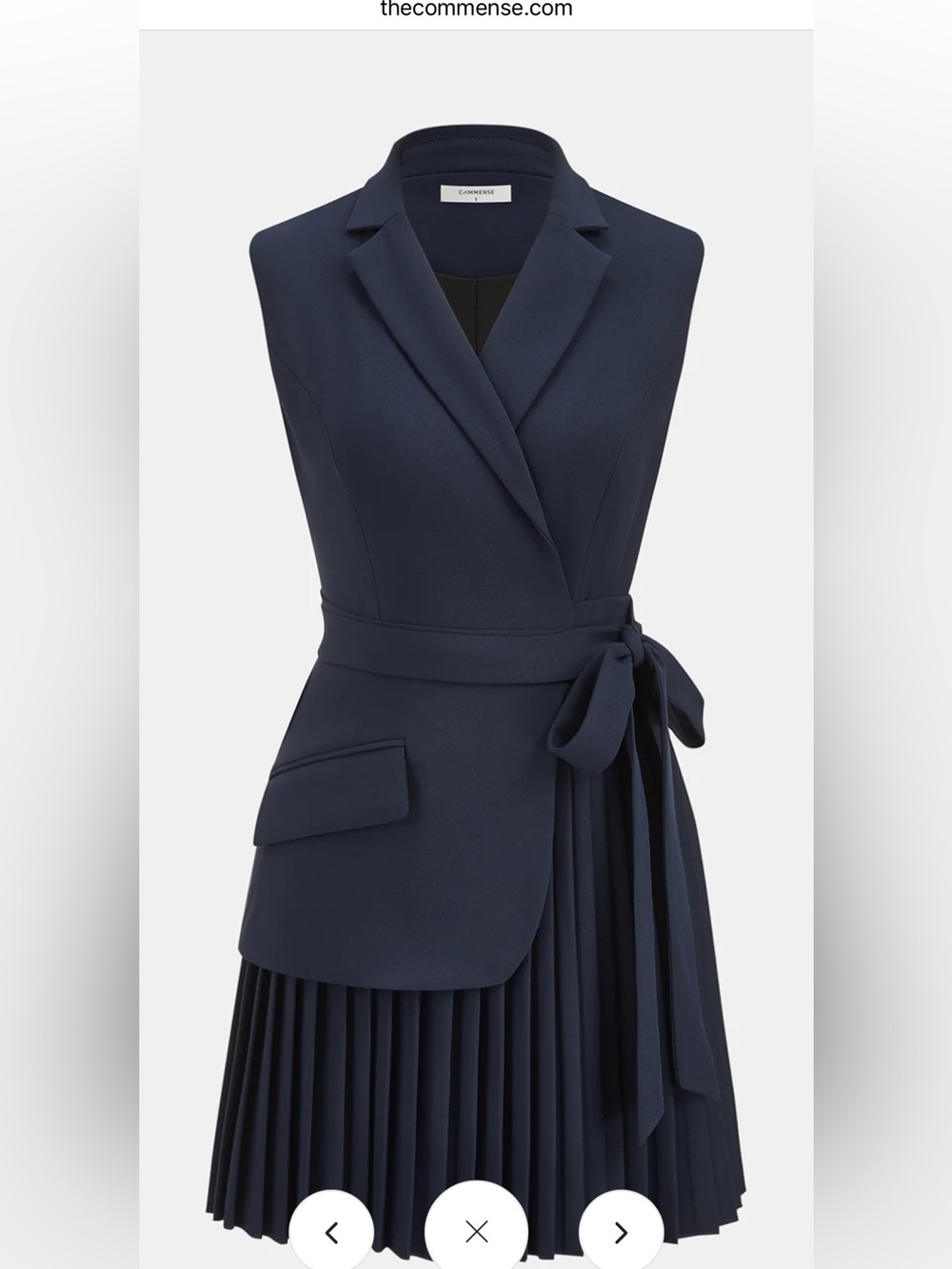 New with tags Commense Belted Pleated Sleeveless Blazer Dress in navy sz L - Picture 13 of 14